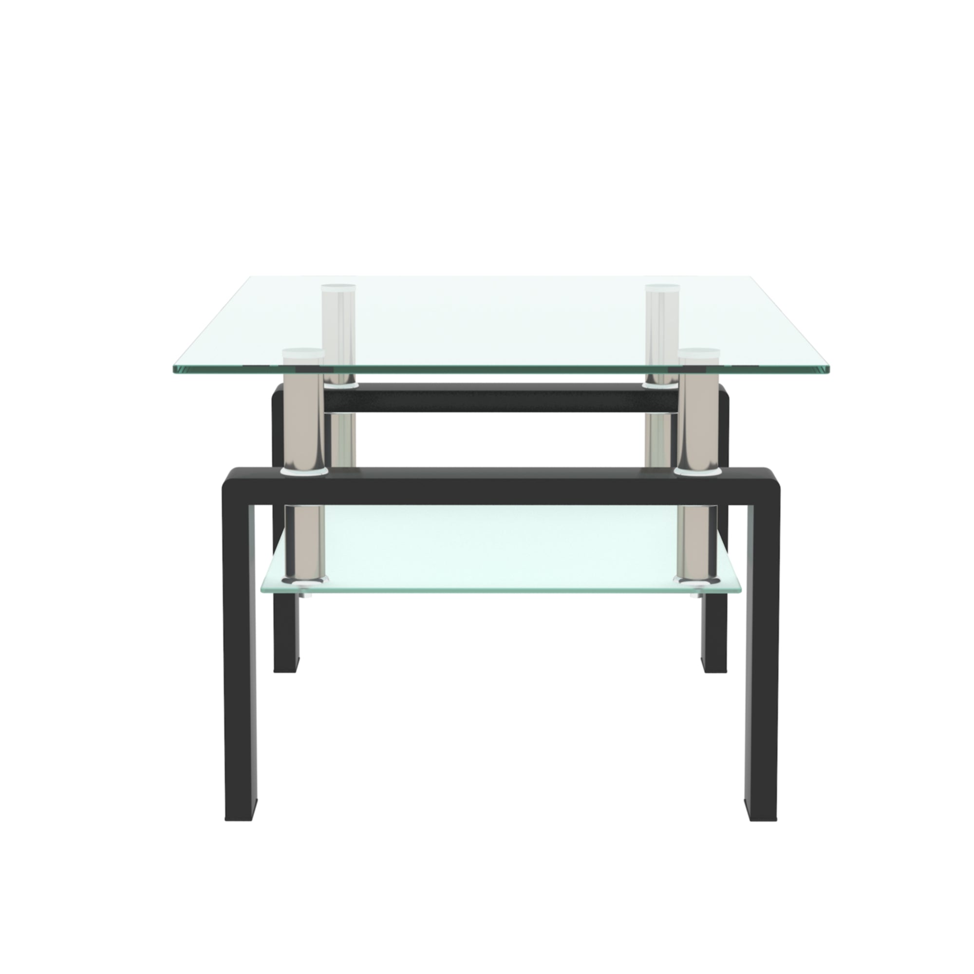 Rectangle Black Glass Coffee Table Modern Side Center Tables For Living Room