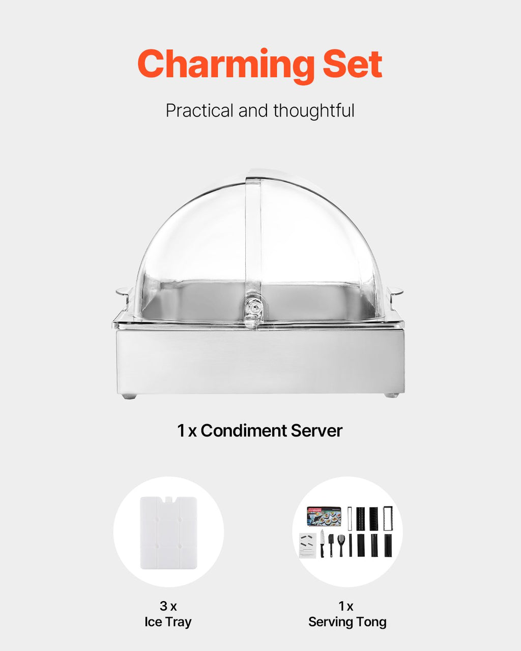 Countertop Food Serving Display Container Condiment Dispenser Tray With Lid