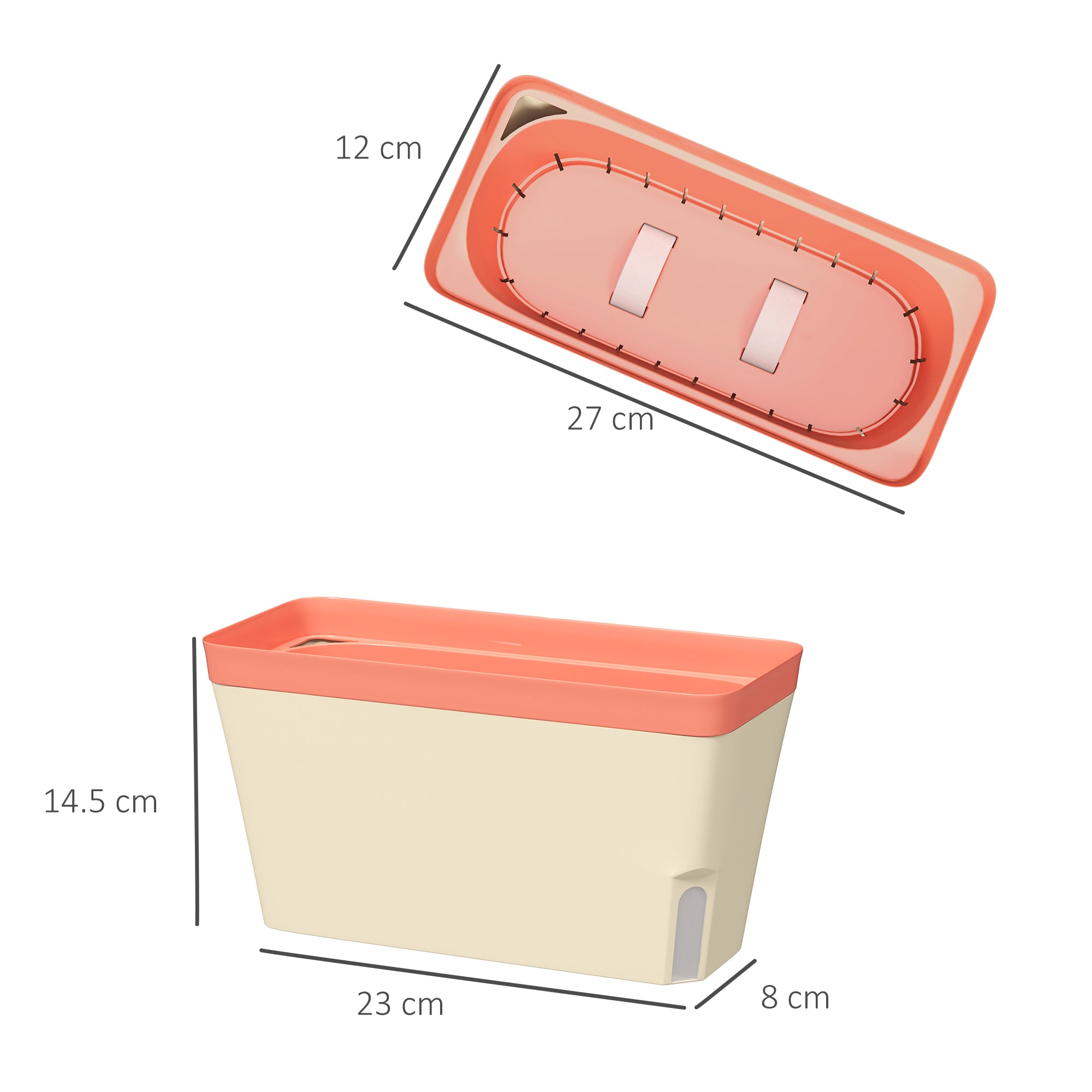 Set Of 3 Self Watering Plant Pots Outdoor, 27cm Rectangular Garden Planters With Visual Water Level Window, Plastic Flower Pots For Indoor Outdoor Garden Balcony Windowsil