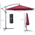 10' Cantilever Patio Umbrellas With UV And Water Resistant For Patio & Backyard Comfortable Red