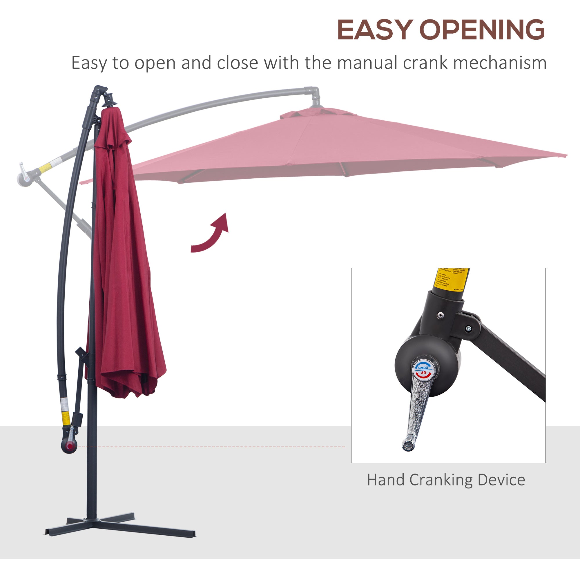 10' Cantilever Patio Umbrellas With UV And Water Resistant For Patio & Backyard Comfortable Red