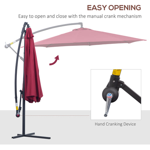 10' Cantilever Patio Umbrellas With UV And Water Resistant For Patio & Backyard Comfortable Red