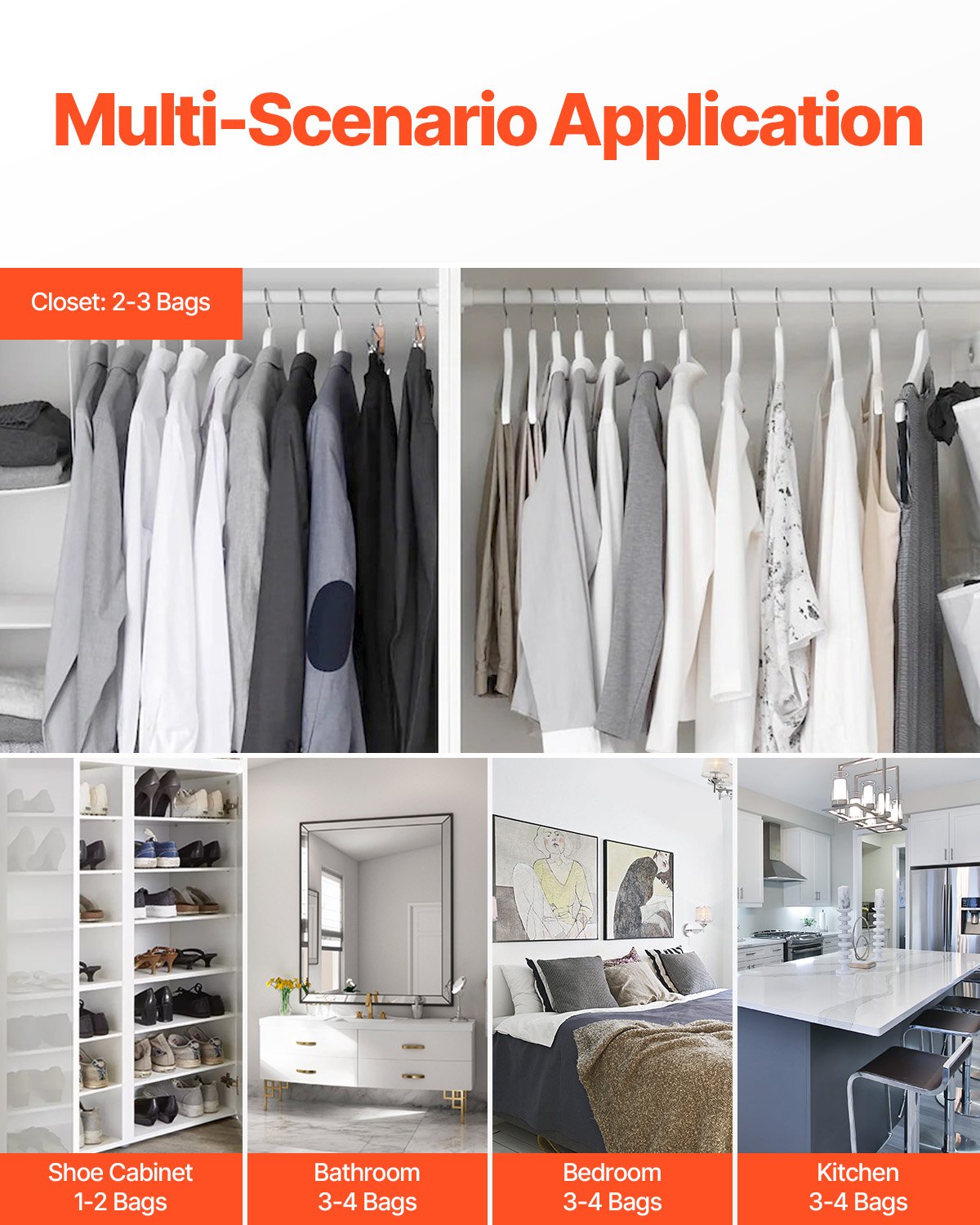 VEVOR HangingMoisture Absorber, 9.3 Oz Hanging Closet Dehumidifier Bags 10 Packs, Fragrance FreeMoisture Bags In Wardrobes, Bedrooms, Bathrooms