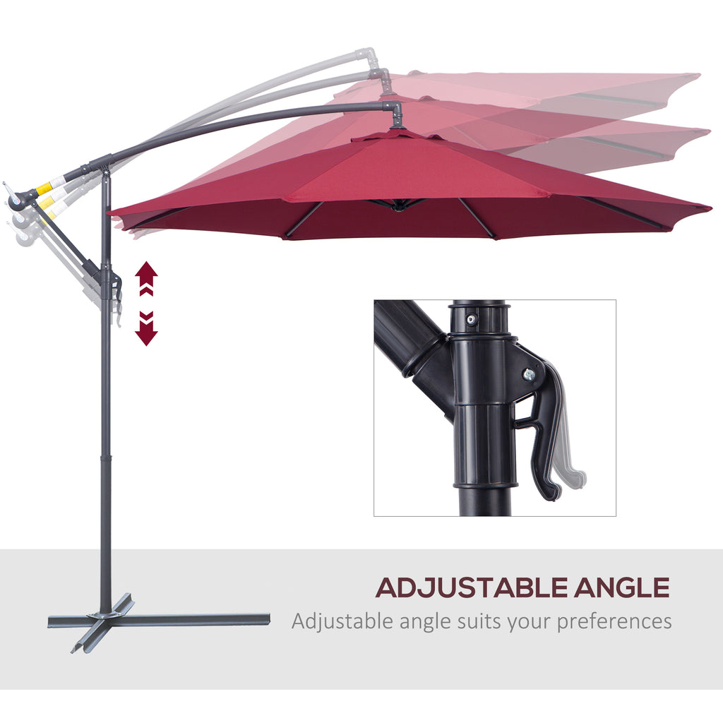 10' Cantilever Patio Umbrellas With UV And Water Resistant For Patio & Backyard Comfortable Red